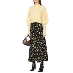 NEW Ganni Printed Crepe Skirt Black 42